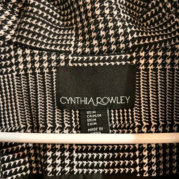 Womens Cynthia Rowley Sleeveless Houndstooth Style Open Vest Lapel Pockets Black - Picture 2 of 7
